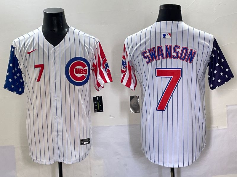 Men 2025 Chicago Cubs #7 Swanson White a generation of national flags Joint Name Nike MLB Jersey style 48